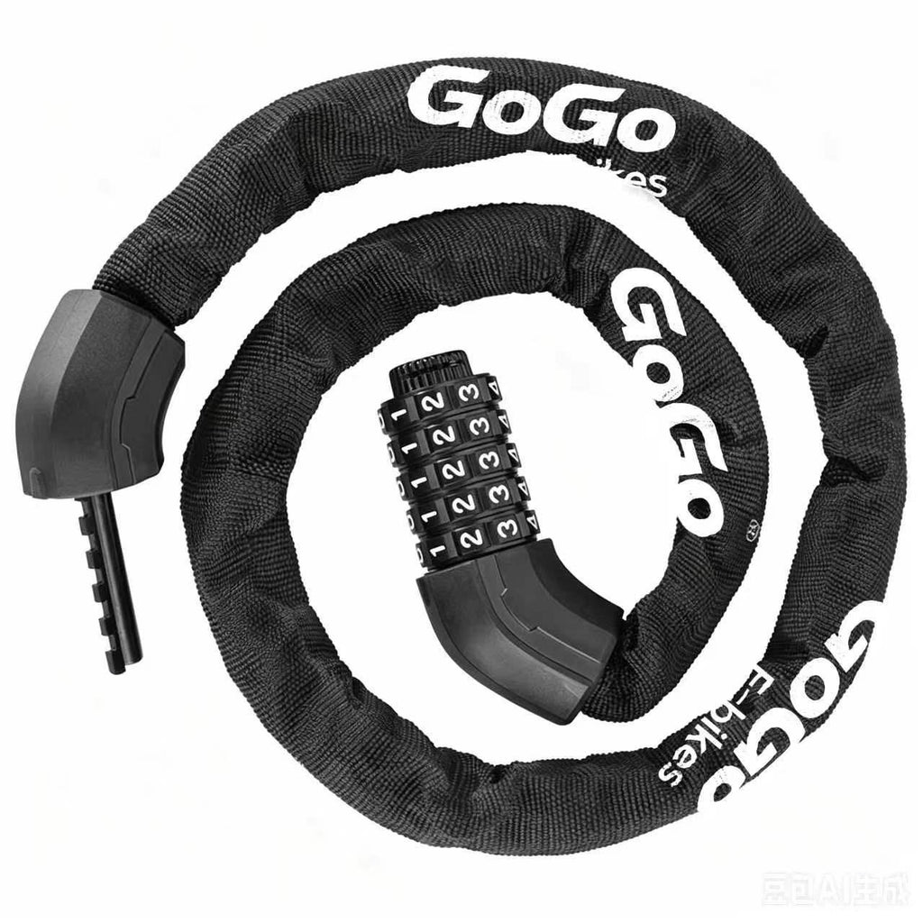 GoGo black hardened steel chain bike combination lock