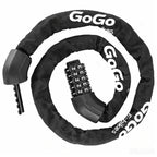 GoGo black hardened steel chain bike combination lock
